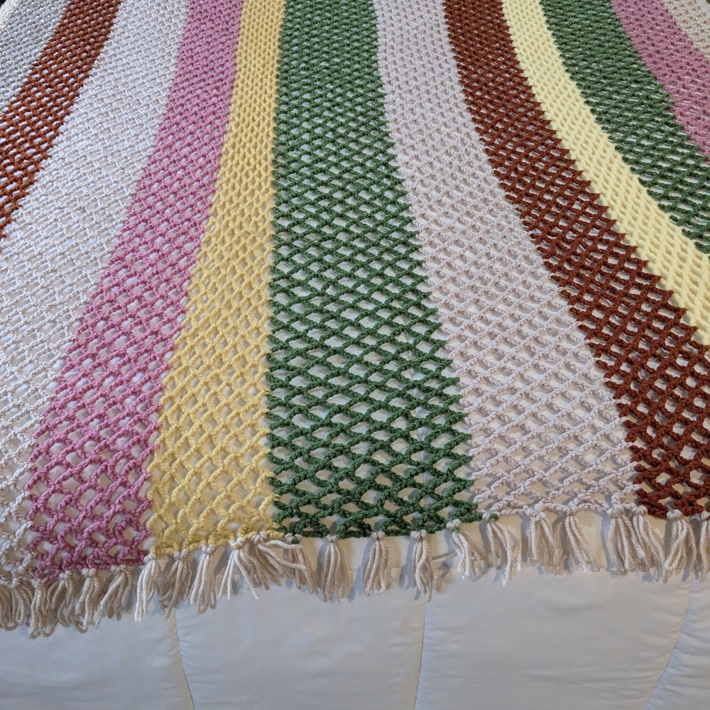 Hand Crafted Colorful Crochet Blanket - Picture 3 of 7